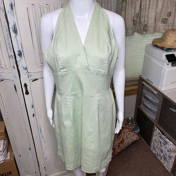 Vintage Y2K B Moss Mint Green Surplice Neckline Sleeveless Dress Size 14 - Picture 3 of 15